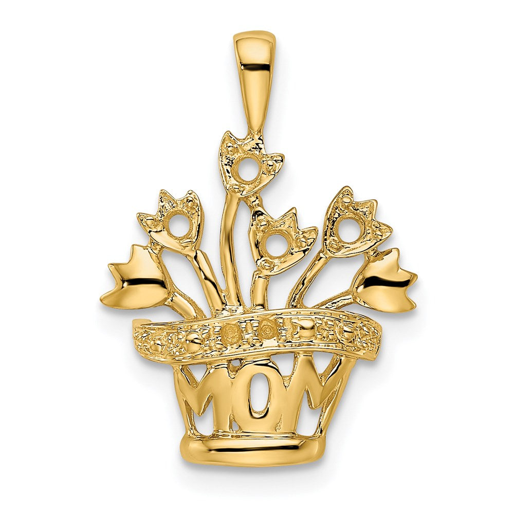 14k Polished 4-Stone Mothers Flowerpot Pendant Mounting