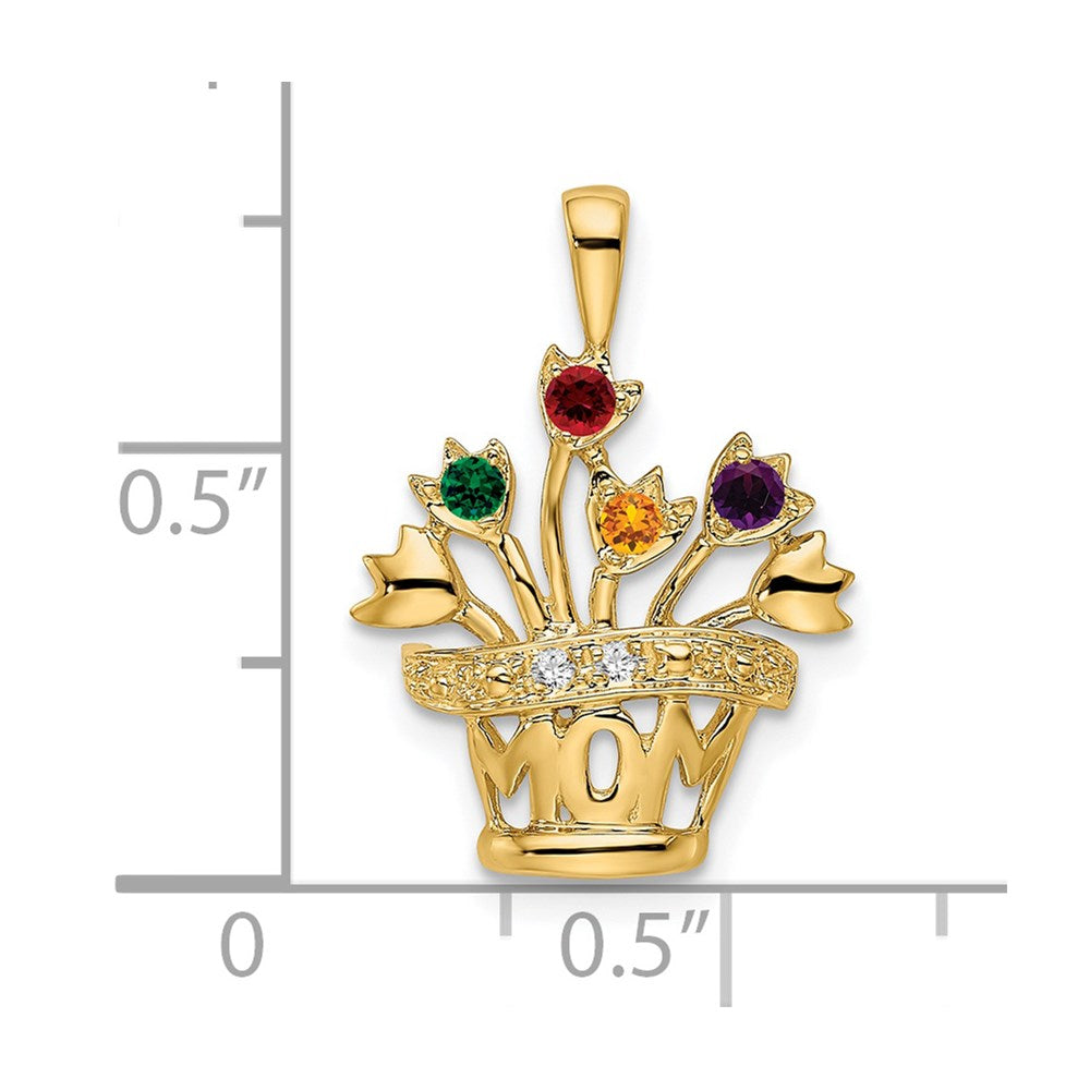 14k Polished 4-Stone Mothers Flowerpot Pendant Mounting
