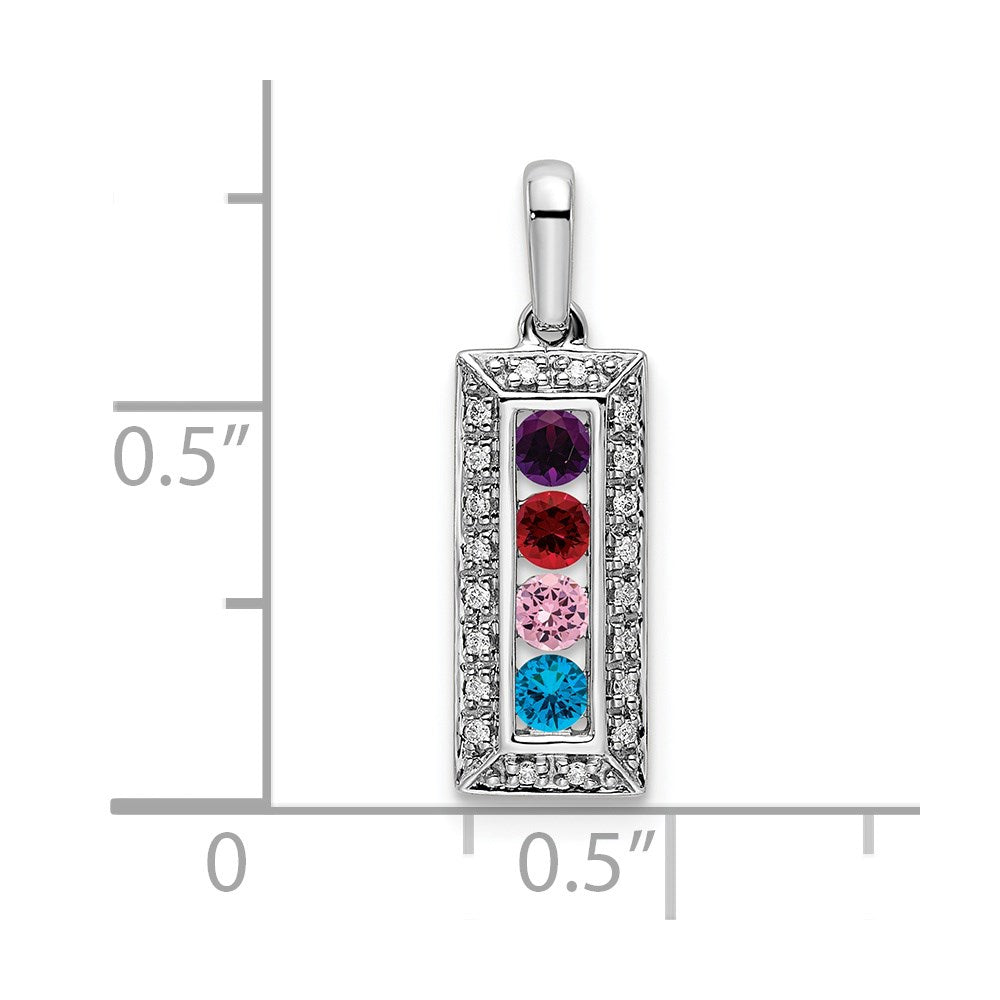 14K White Gold Family Jewelry Diamond Semi-Set Pendant