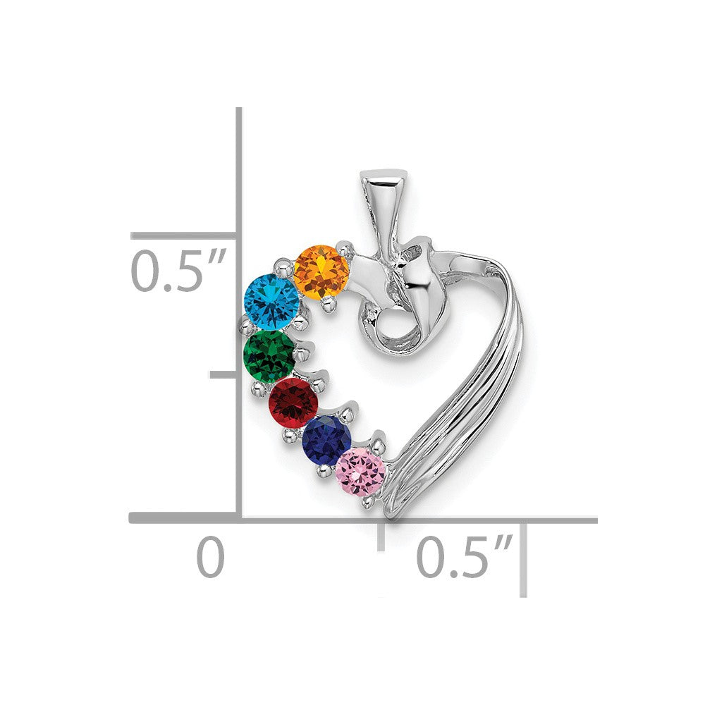14k White Gold 6 Stone Family Pendant Mounting