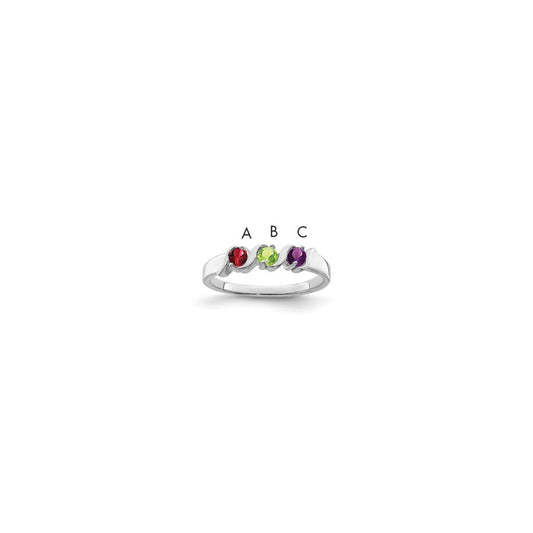 14k White Gold Polished 3-Stone Mothers Ring Mounting