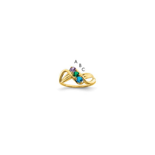 14k Polished 3-Stone Mothers Ring Mounting