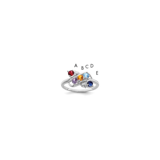 14k White Gold Polished 5-Stone Mothers Ring Mounting