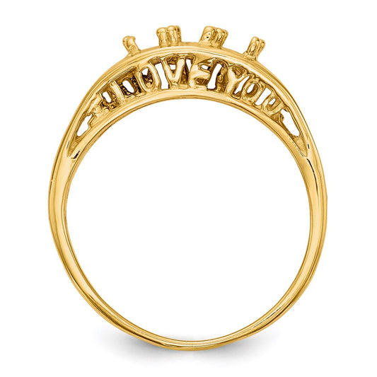 14k Polished 3-Stone Mothers Ring Mounting