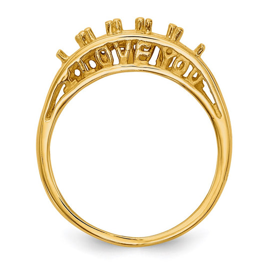 14k Polished 5-Stone Mothers Ring Mounting