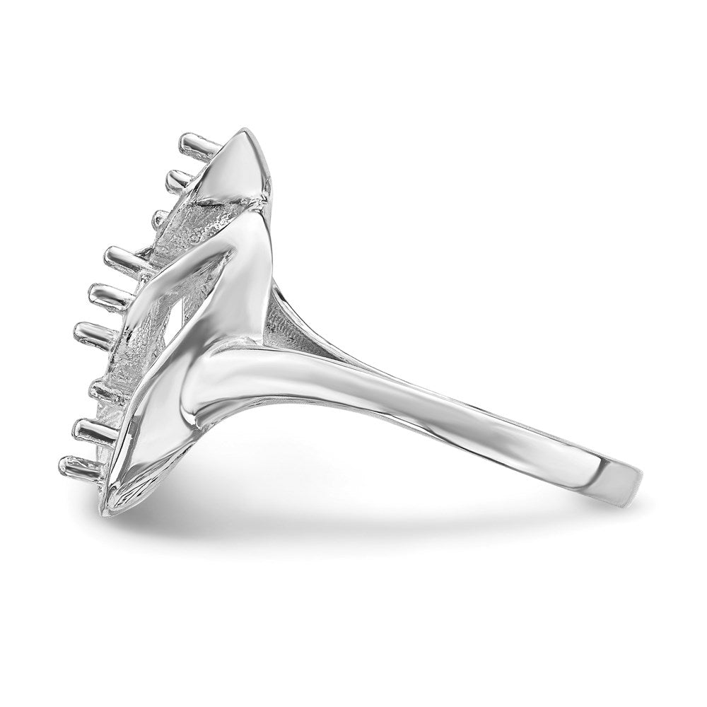 14k White Gold Polished 3-Stone Mothers Ring Mounting