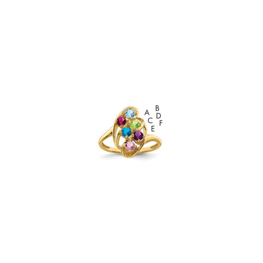 14k Polished 6-Stone Mothers Ring Mounting
