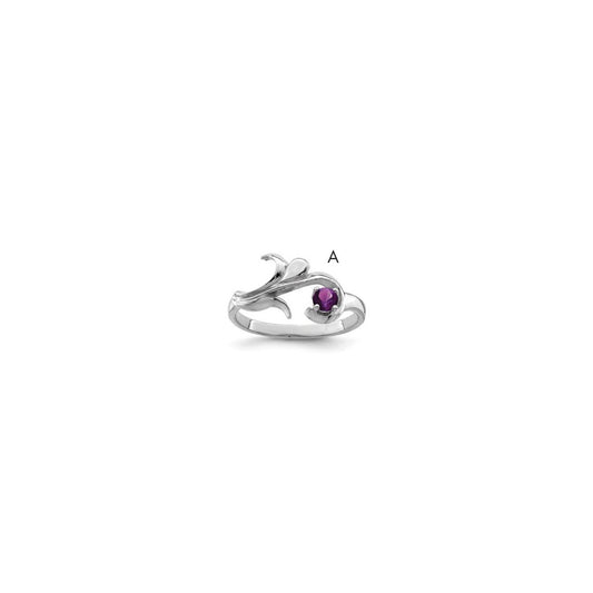 14k White Gold Polished 1-Stone Mothers Ring Mounting