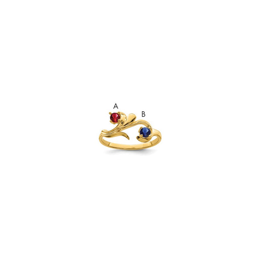 14k Polished 2-Stone Mothers Ring Mounting