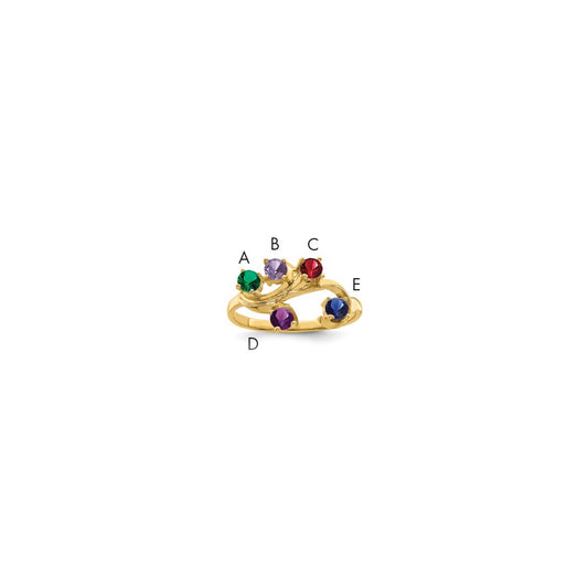 14k Polished 5-Stone Mothers Ring Mounting