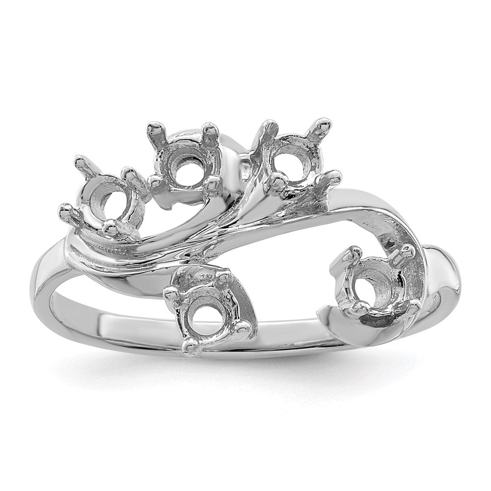 14k White Gold Polished 5-Stone Mothers Ring Mounting
