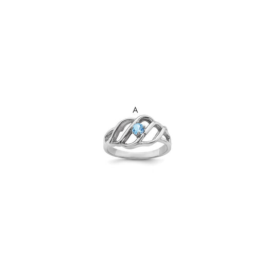 14k White Gold Polished 1-Stone Mothers Ring Mounting