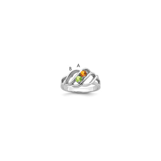 14k White Gold Polished 2-Stone Mothers Ring Mounting