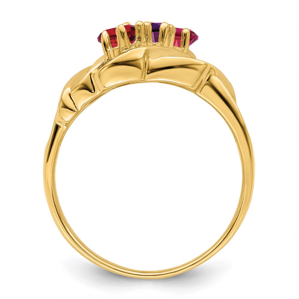 14k Polished 3-Stone Mothers Ring Mounting