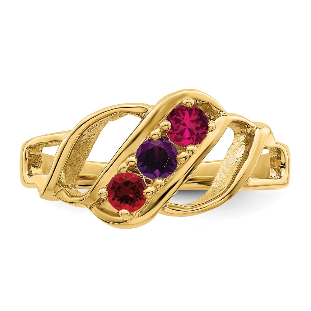 14k Polished 3-Stone Mothers Ring Mounting