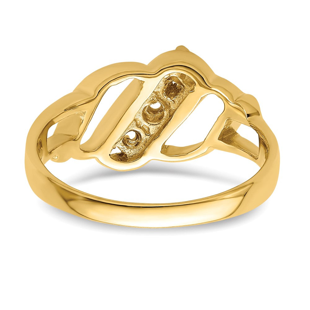 14k Polished 3-Stone Mothers Ring Mounting