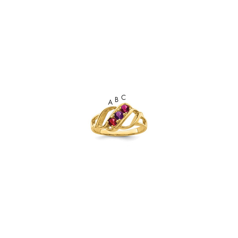 14k Polished 3-Stone Mothers Ring Mounting