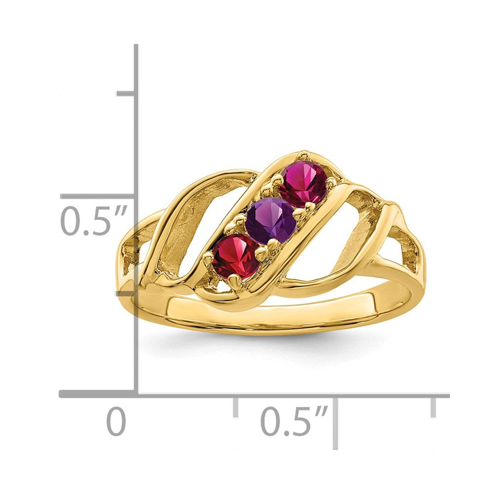 14k Polished 3-Stone Mothers Ring Mounting