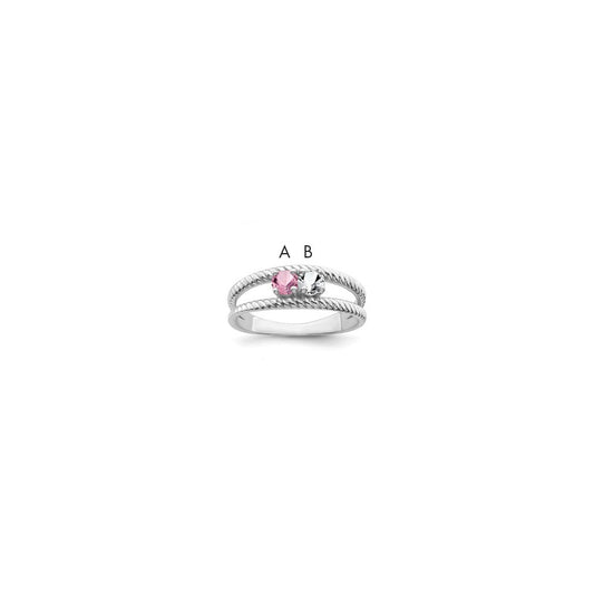 14k White Gold Polished 2-Stone Mothers Ring Mounting