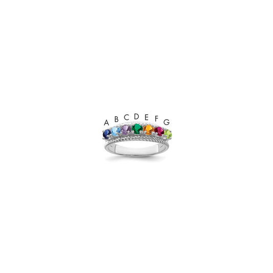 14k White Gold Polished 7-Stone Mothers Ring Mounting