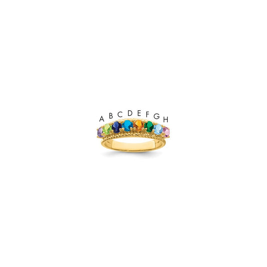 14k Polished 8-Stone Mothers Ring Mounting