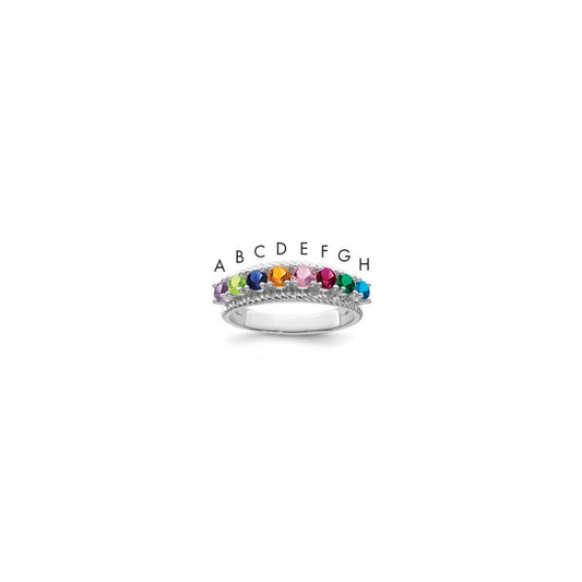 14k White Gold Polished 8-Stone Mothers Ring Mounting