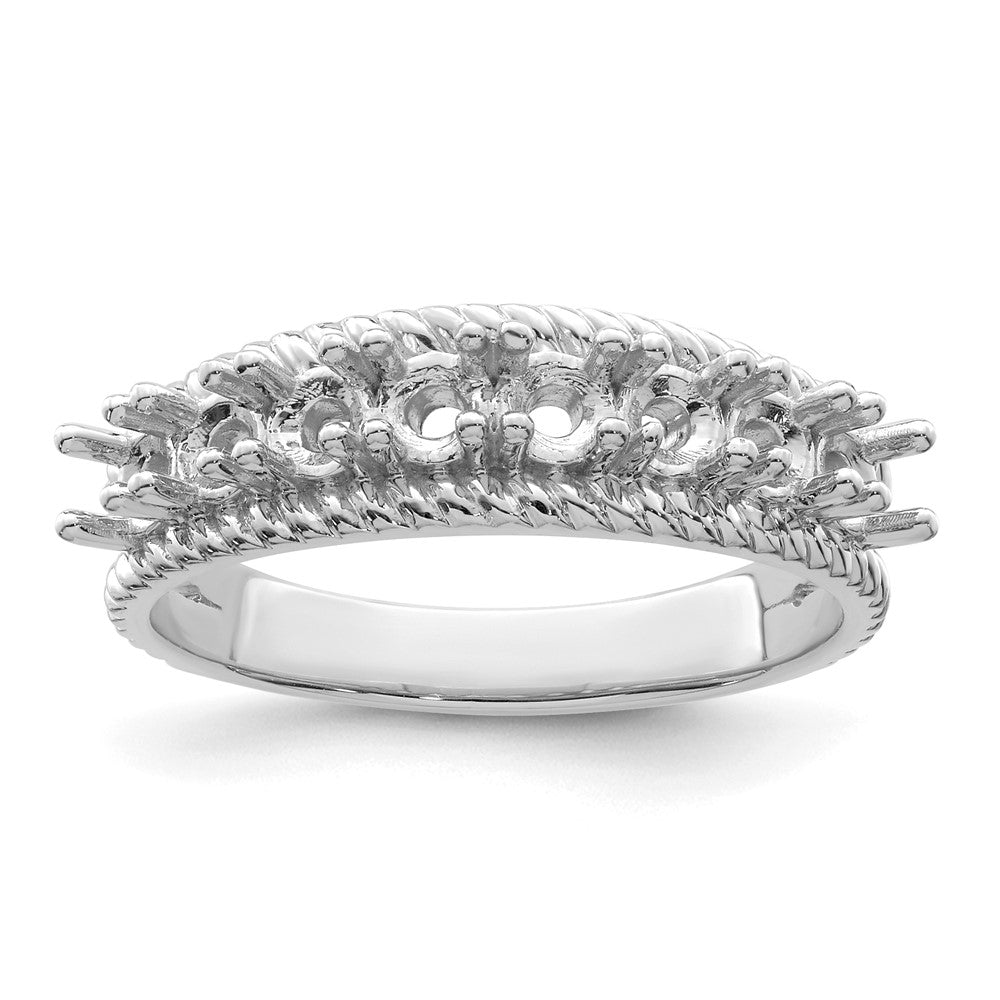 14k White Gold Polished 8-Stone Mothers Ring Mounting
