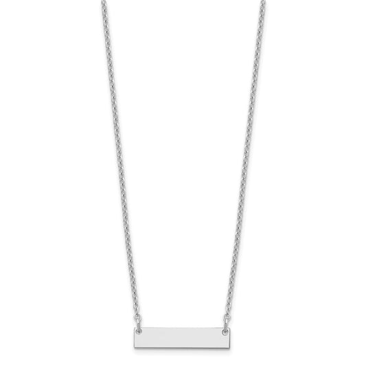 Sterling Silver/Rhodium-plated Small Blank Bar Necklace