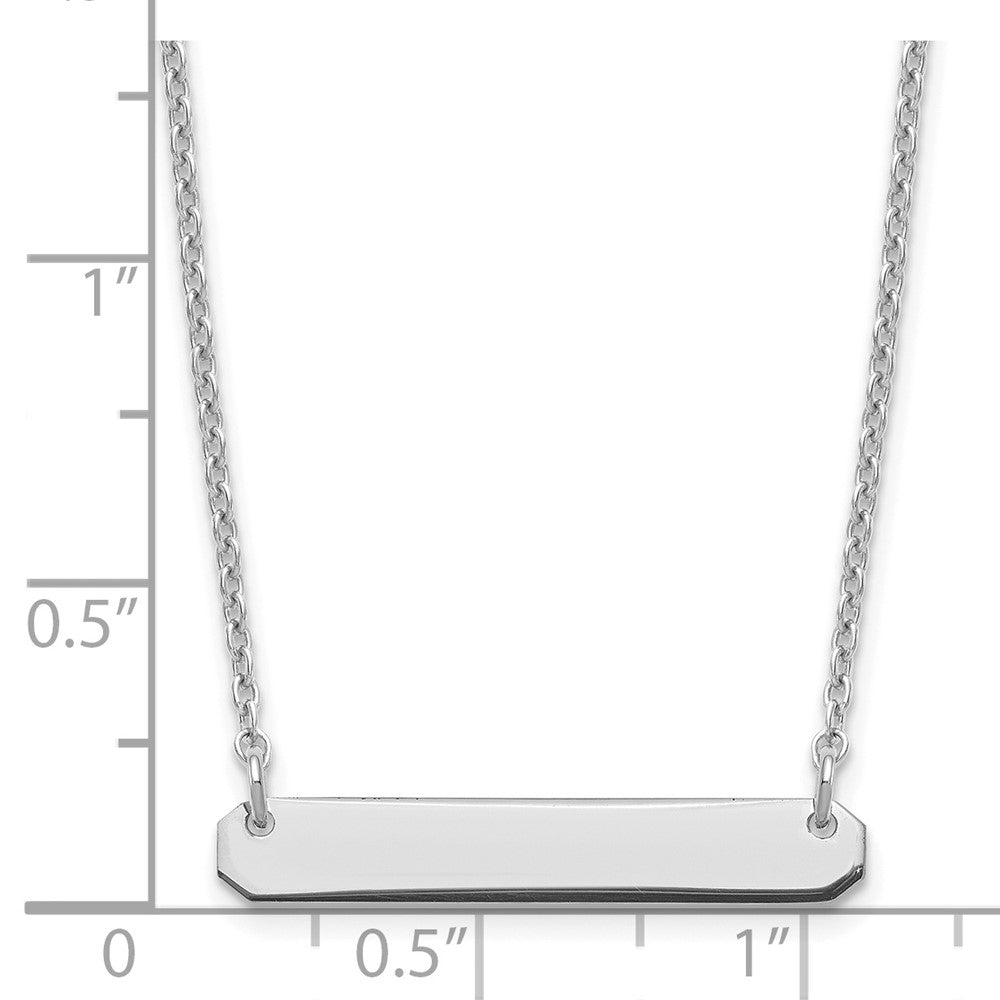 Sterling Silver/Rhodium-plated Small Blank Bar Necklace