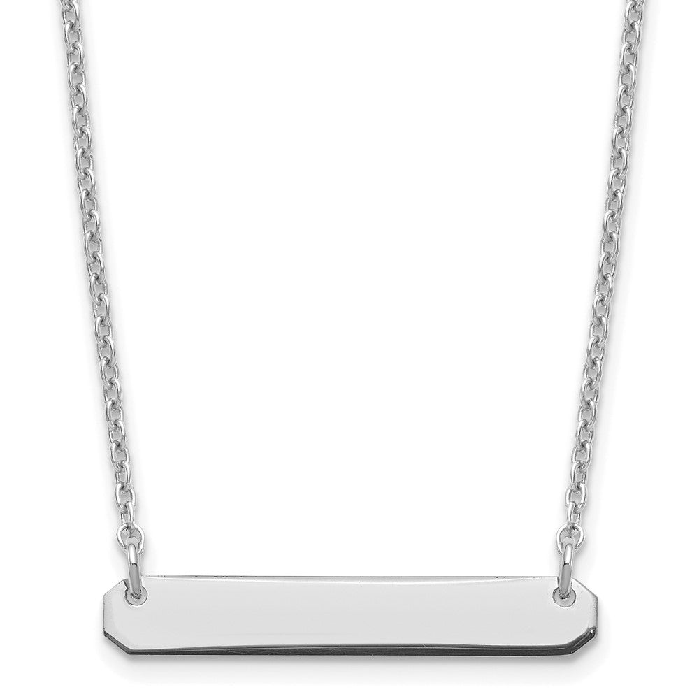 Sterling Silver/Rhodium-plated Small Blank Bar Necklace