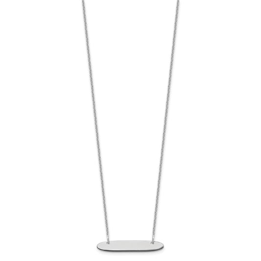 14k White Gold Small Oblong Blank Bar Necklace