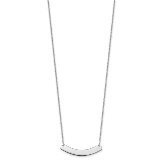 14k White Gold Small Curved Blank Bar Necklace