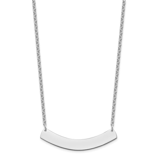 Sterling Silver/Rhodium-plated Medium Curved Blank Bar Necklace