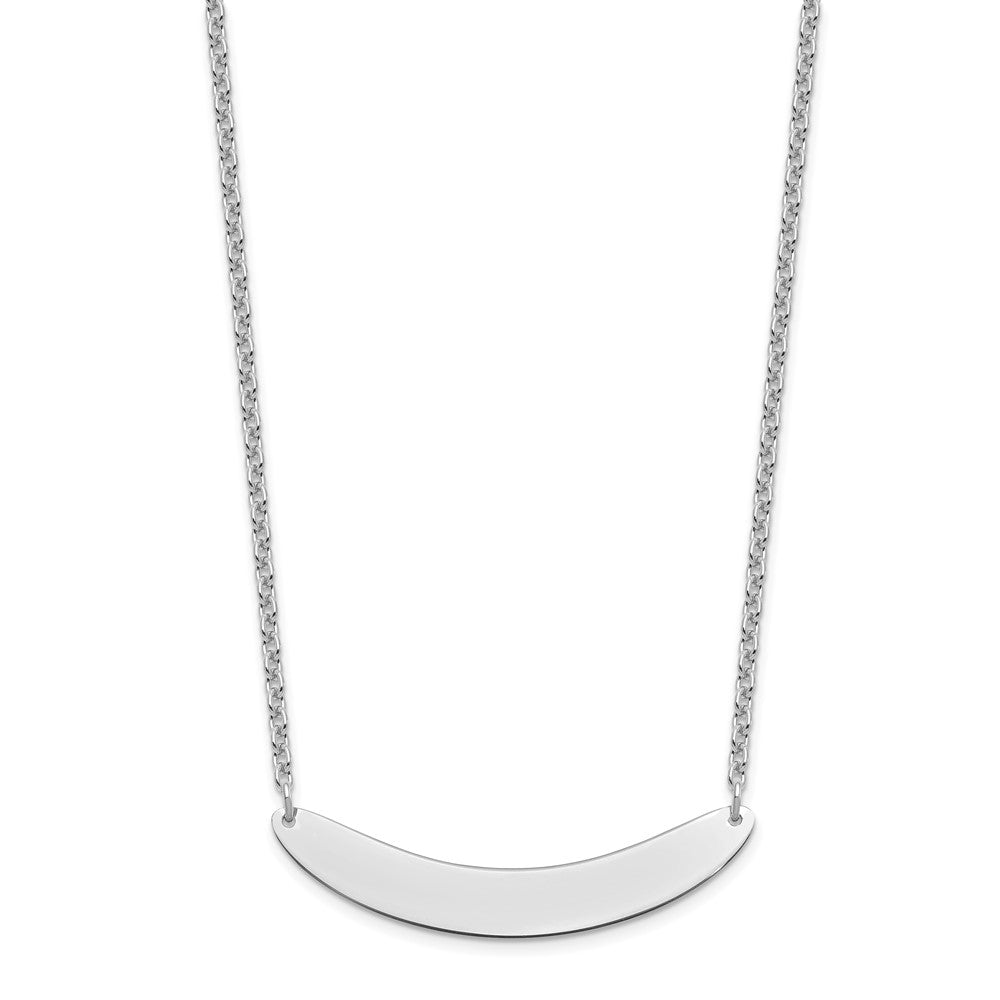 Sterling Silver/Rhod-plated Medium Curved Blank Bar Necklace