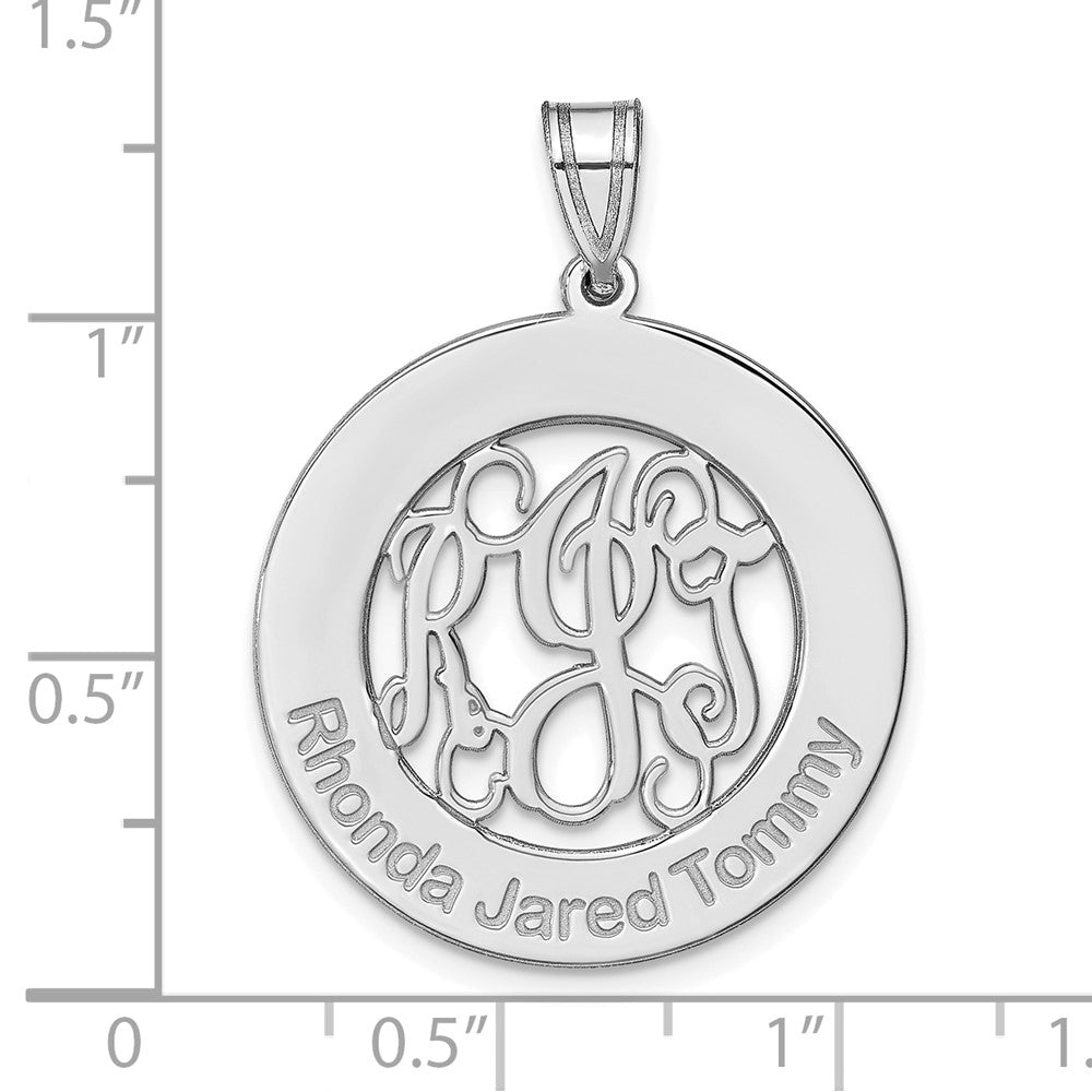 Sterling Silver/Rhodium-plated Round Family Monogram Pendant