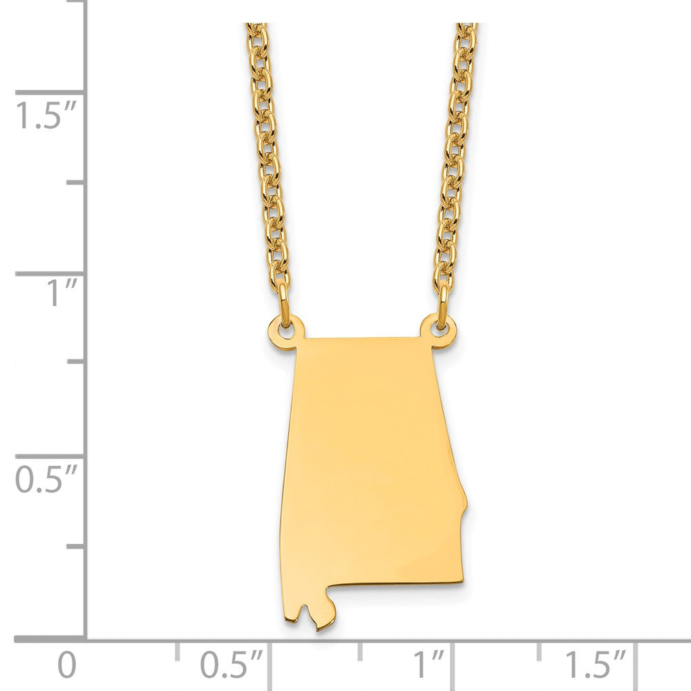 Sterling Silver/Gold-plated Alabama State Necklace