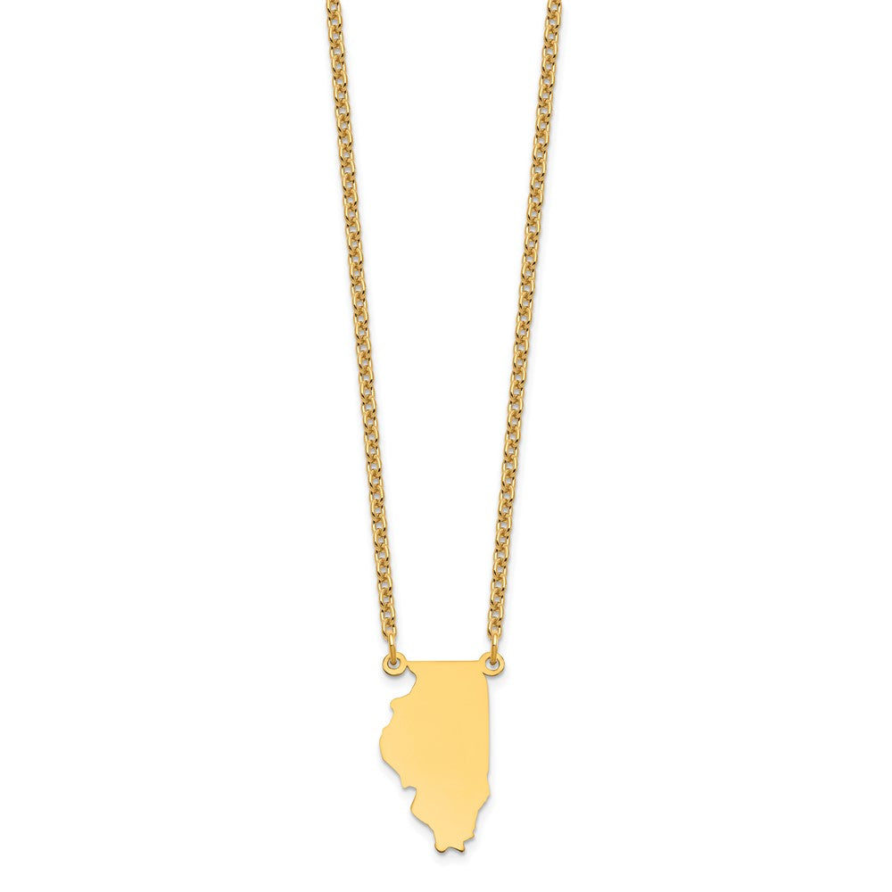 Sterling Silver/Gold-plated Illinois State Necklace