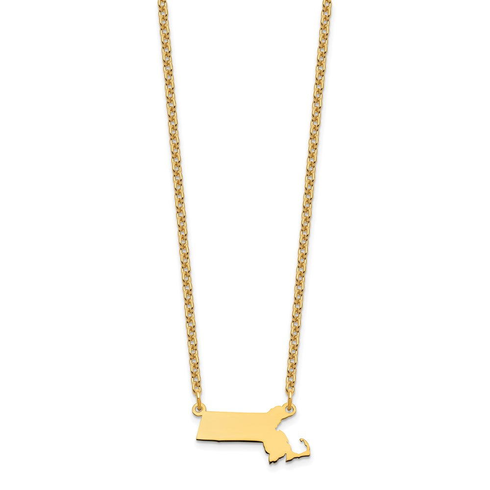 Sterling Silver/Gold-plated Massachusetts State Necklace