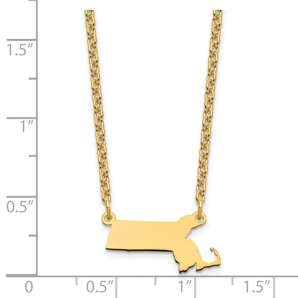 Sterling Silver/Gold-plated Massachusetts State Necklace