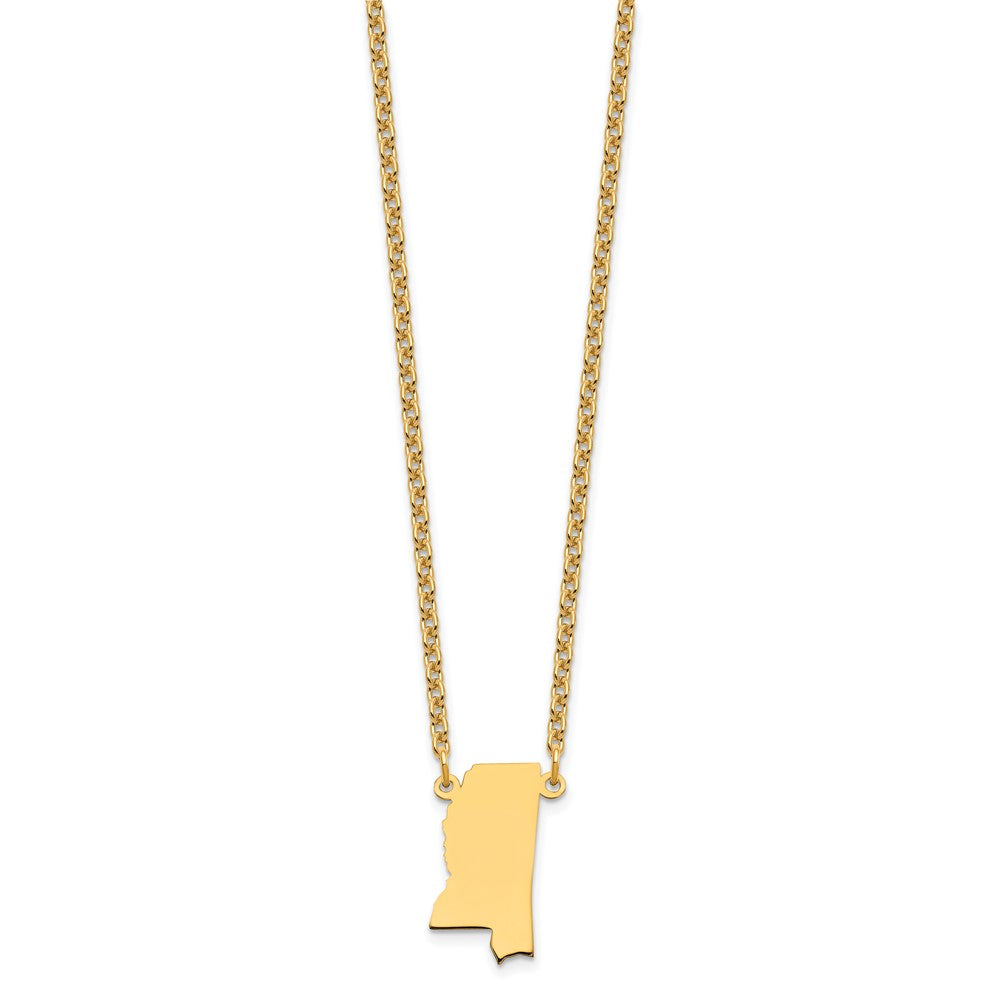 Sterling Silver/Gold-plated Mississippi State Necklace