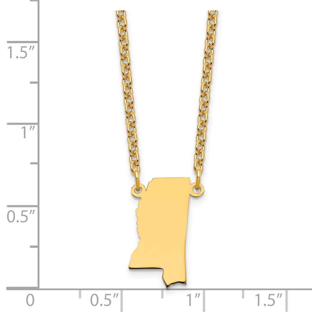 Sterling Silver/Gold-plated Mississippi State Necklace