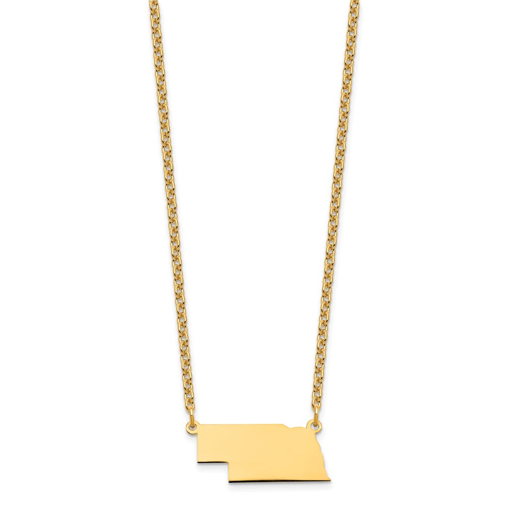 Sterling Silver/Gold-plated Nebraska State Necklace