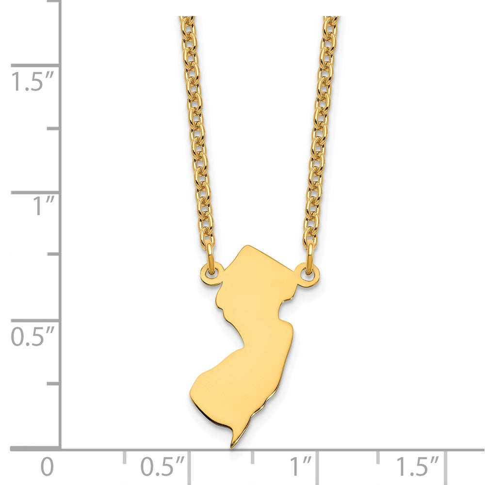 Sterling Silver/Gold-plated New Jersey State Necklace