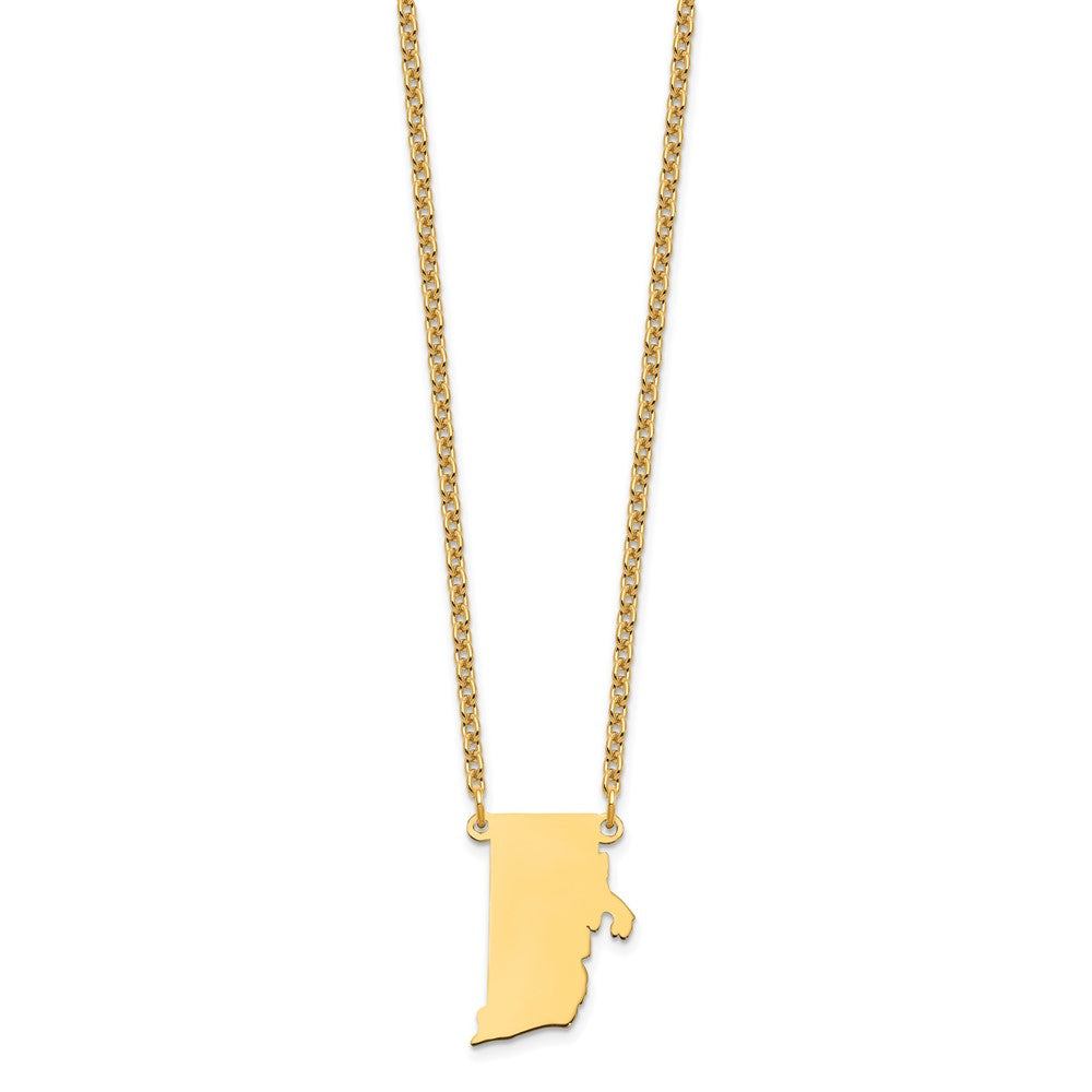 Sterling Silver/Gold-plated Rhode Island State Necklace