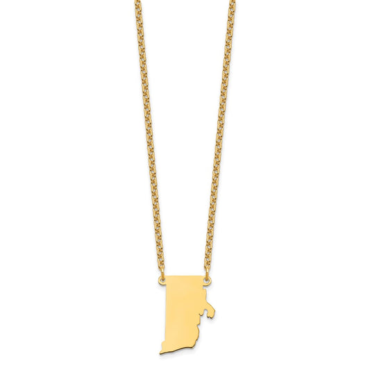 Sterling Silver/Gold-plated Rhode Island State Necklace