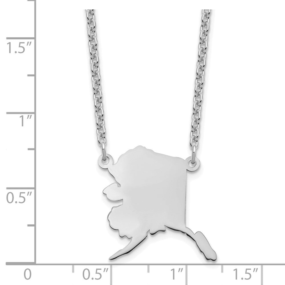 Sterling Silver/Rhodium-plated Alaska State Necklace