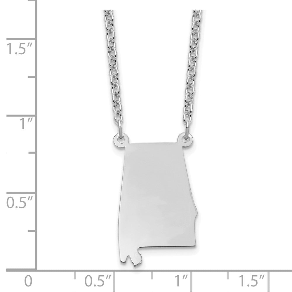 Sterling Silver/Rhodium-plated Alabama State Necklace