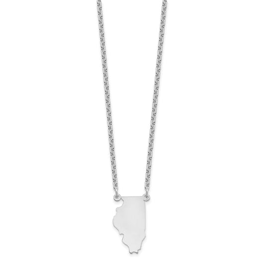 Sterling Silver/Rhodium-plated Illinois State Necklace