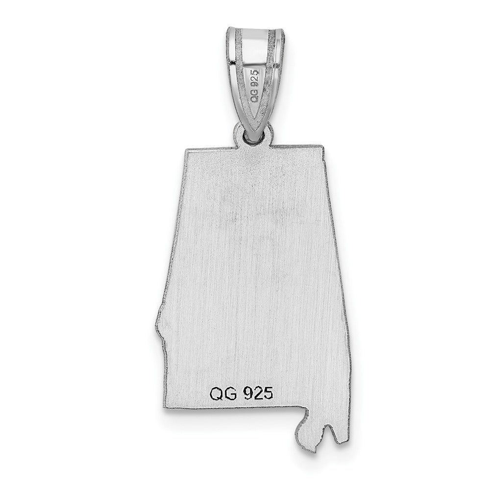 Sterling Silver/Rhodium-plated Alabama State Pendant