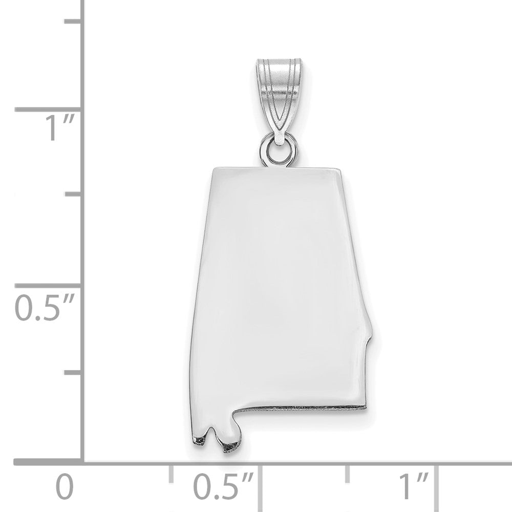 Sterling Silver/Rhodium-plated Alabama State Pendant